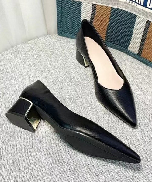 CALIFORNIA OUTFITTERS（カリフォルニア アウトフィッターズ）の「3-2A79 パンプス 太 4cmヒール ブラック ゴールドライン（パンプス・レディース・ブラック・40/38/39/35/36/37）」の7枚目の写真