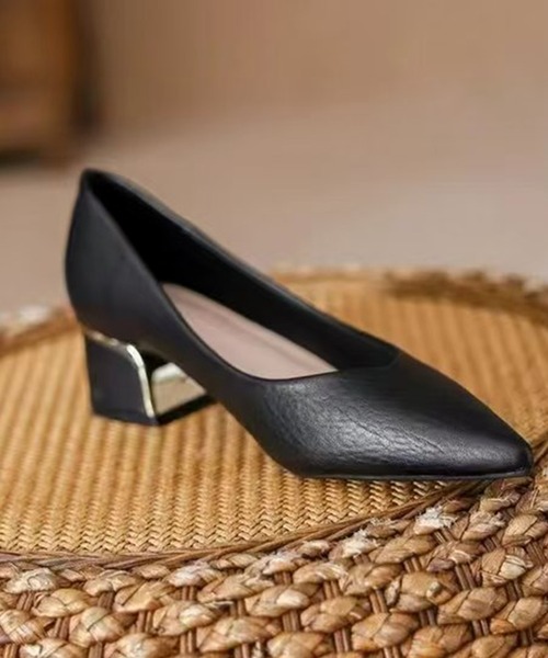 CALIFORNIA OUTFITTERS（カリフォルニア アウトフィッターズ）の「3-2A79 パンプス 太 4cmヒール ブラック ゴールドライン（パンプス・レディース・ブラック・40/38/39/35/36/37）」の8枚目の写真