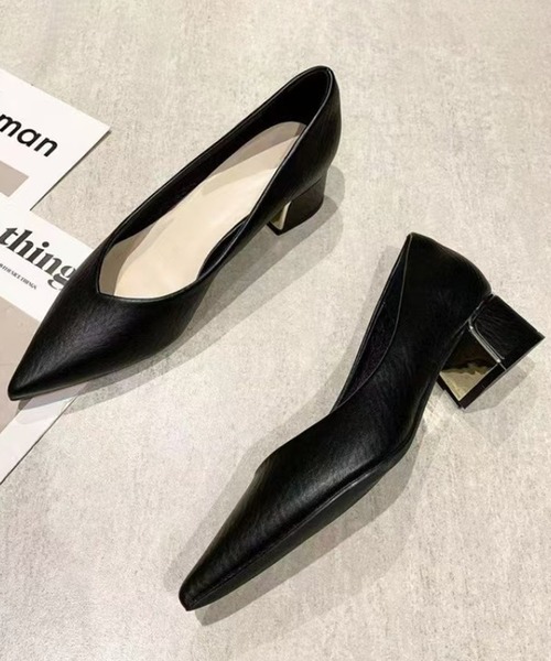 CALIFORNIA OUTFITTERS（カリフォルニア アウトフィッターズ）の「3-2A79 パンプス 太 4cmヒール ブラック ゴールドライン（パンプス・レディース・ブラック・40/38/39/35/36/37）」の12枚目の写真