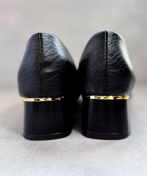 CALIFORNIA OUTFITTERS（カリフォルニア アウトフィッターズ）の「3-2A79 パンプス 太 4cmヒール ブラック ゴールドライン（パンプス・レディース・ブラック・40/38/39/35/36/37）」の19枚目の写真