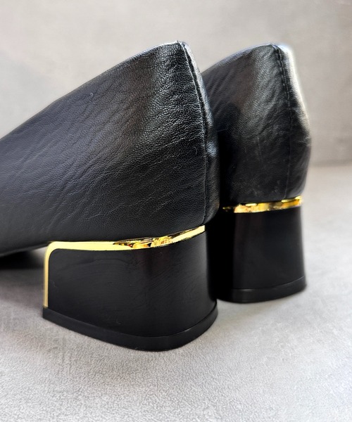 CALIFORNIA OUTFITTERS（カリフォルニア アウトフィッターズ）の「3-2A79 パンプス 太 4cmヒール ブラック ゴールドライン（パンプス・レディース・ブラック・40/38/39/35/36/37）」の20枚目の写真