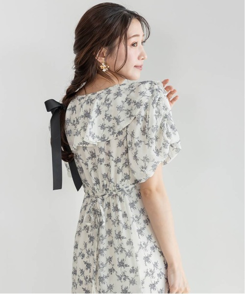 RANDA（ランダ）の「2WAYスリーブフラワーシフォンワンピース（ワンピース・レディース・ホワイト/ピンク/ブラック・1/0）」の14枚目の写真