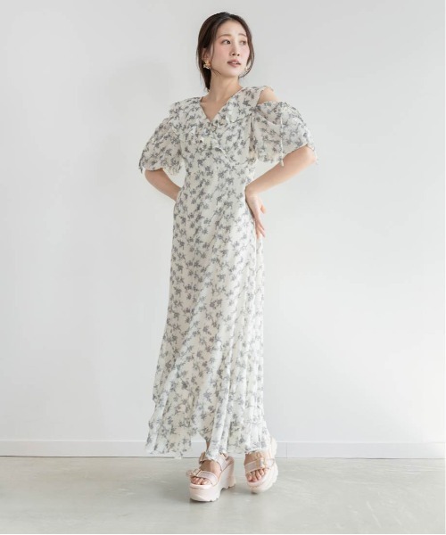 RANDA（ランダ）の「2WAYスリーブフラワーシフォンワンピース（ワンピース・レディース・ホワイト/ピンク/ブラック・1/0）」の17枚目の写真