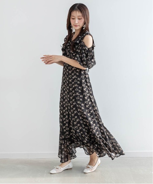 セール】2WAYスリーブフラワーシフォンワンピース（ワンピース