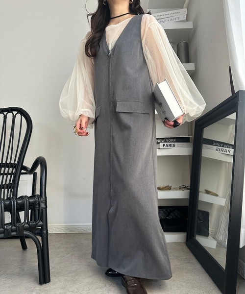 deux amour（ドゥーザムール）の「前後２WAYZIPジャンスカ（ジャンパースカート・レディース・ブラック/グレー・FREE）」の15枚目の写真