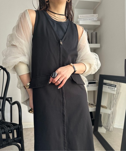 deux amour（ドゥーザムール）の「前後２WAYZIPジャンスカ（ジャンパースカート・レディース・ブラック/グレー・FREE）」の10枚目の写真