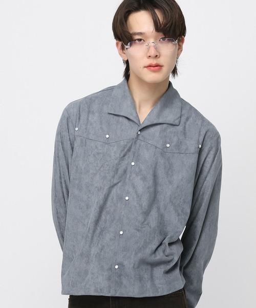 LAND MUSEUM（ランドミュージアム）の「LAND MUSEUM／ウェスタンパールシャツ（シャツ/ブラウス・メンズ・キャメル/ブルー・FREE）」の2枚目の写真