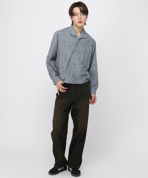 LAND MUSEUM（ランドミュージアム）の「LAND MUSEUM／ウェスタンパールシャツ（シャツ/ブラウス・メンズ・キャメル/ブルー・FREE）」の3枚目の写真