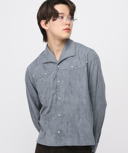 LAND MUSEUM（ランドミュージアム）の「LAND MUSEUM／ウェスタンパールシャツ（シャツ/ブラウス・メンズ・キャメル/ブルー・FREE）」の6枚目の写真