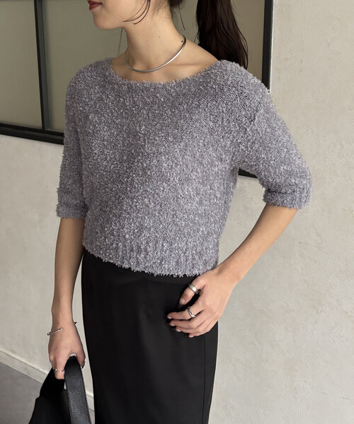 Thevon(ゼボン)の「5分袖リボンヤーンニットプルオーバー(カーディガン/ボレロ・レディース・ベージュ/グレー/ブルー・FREE)」の21枚目の写真