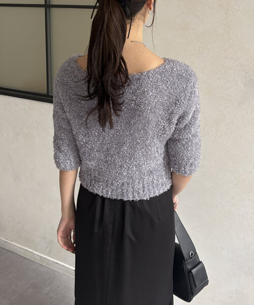 Thevon(ゼボン)の「5分袖リボンヤーンニットプルオーバー(カーディガン/ボレロ・レディース・ベージュ/グレー/ブルー・FREE)」の20枚目の写真