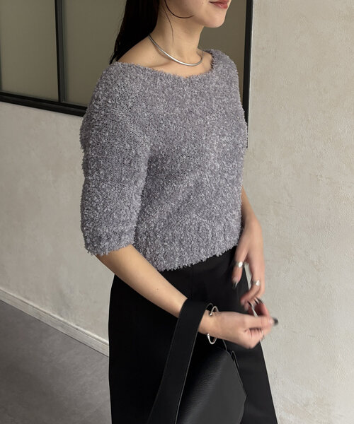 Thevon(ゼボン)の「5分袖リボンヤーンニットプルオーバー(カーディガン/ボレロ・レディース・ベージュ/グレー/ブルー・FREE)」の19枚目の写真