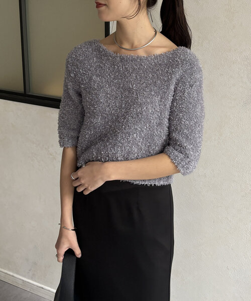 Thevon(ゼボン)の「5分袖リボンヤーンニットプルオーバー(カーディガン/ボレロ・レディース・ベージュ/グレー/ブルー・FREE)」の18枚目の写真