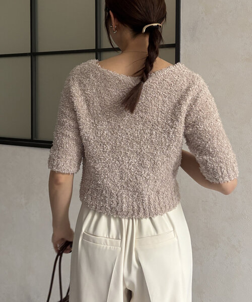 Thevon(ゼボン)の「5分袖リボンヤーンニットプルオーバー(カーディガン/ボレロ・レディース・ベージュ/グレー/ブルー・FREE)」の10枚目の写真
