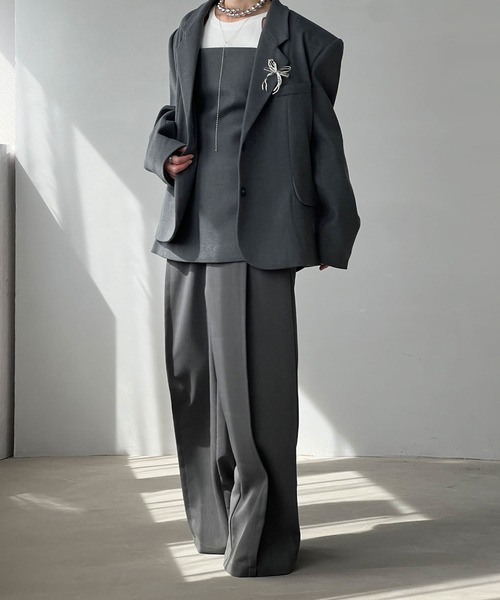 chuclla（チュクラ）の「ワイドショルダー シングルテーラード chw25s041（テーラードジャケット・レディース・ベージュ/グレー・S/M）」の3枚目の写真