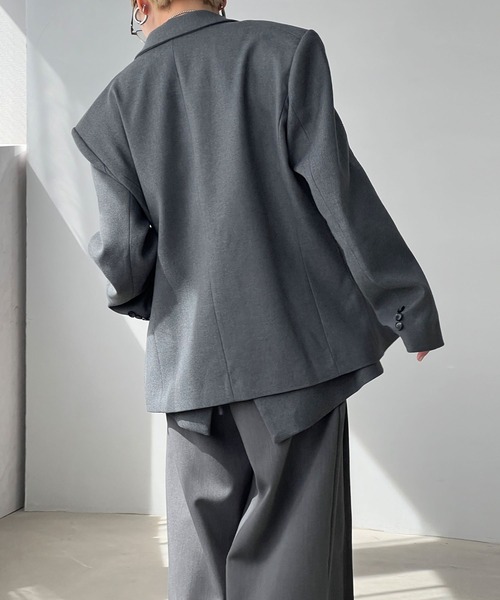 chuclla（チュクラ）の「ワイドショルダー シングルテーラード chw25s041（テーラードジャケット・レディース・ベージュ/グレー・S/M）」の4枚目の写真