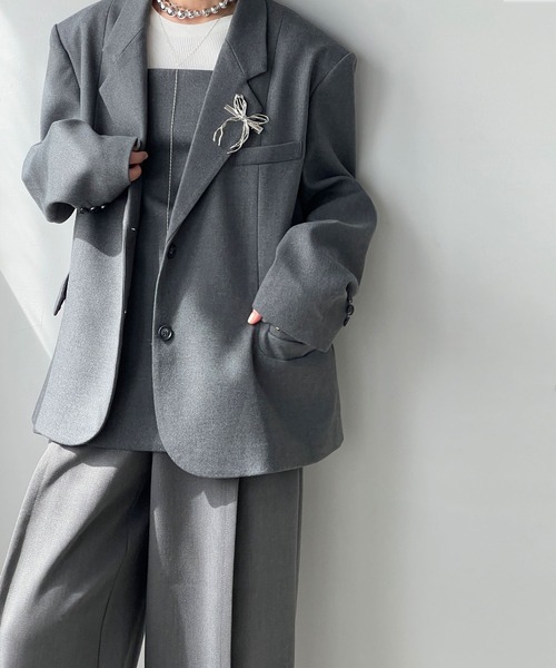 chuclla（チュクラ）の「ワイドショルダー シングルテーラード chw25s041（テーラードジャケット・レディース・ベージュ/グレー・S/M）」の9枚目の写真