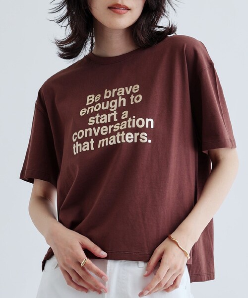 GALLEST(ギャレスト)の「【再入荷】ボックスシルエットロゴTシャツ(Tシャツ/カットソー・レディース・ホワイト/ブラック/ライトグレー/ダークブラウン・38)」の4枚目の写真