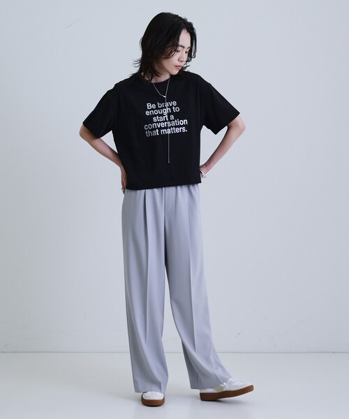 GALLEST(ギャレスト)の「【再入荷】ボックスシルエットロゴTシャツ(Tシャツ/カットソー・レディース・ホワイト/ブラック/ライトグレー/ダークブラウン・38)」の10枚目の写真