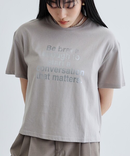 GALLEST(ギャレスト)の「【再入荷】ボックスシルエットロゴTシャツ(Tシャツ/カットソー・レディース・ホワイト/ブラック/ライトグレー/ダークブラウン・38)」の21枚目の写真