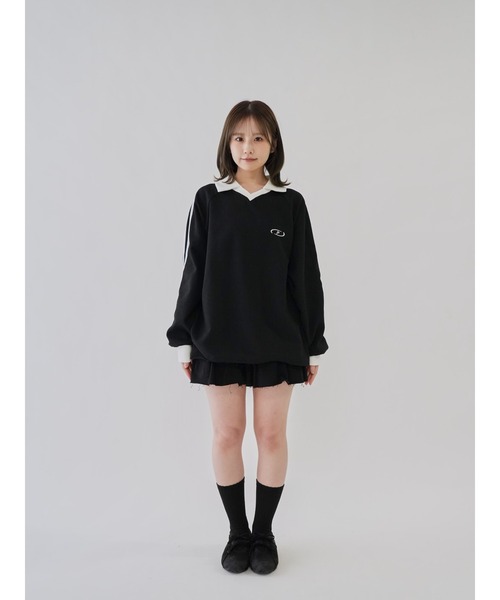 Uenui(ウニュイ)の「【 cunii 】サイドライン ポロ スウェット(スウェット・レディース・ブラック/アイボリー/グレー・FREE)」の5枚目の写真