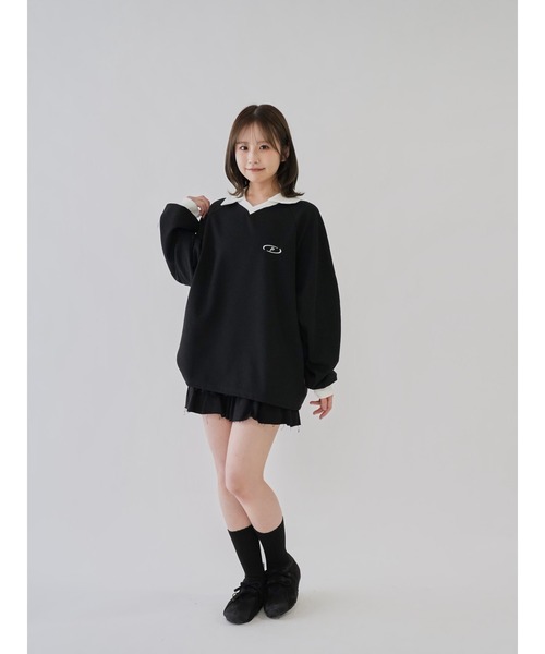 Uenui(ウニュイ)の「【 cunii 】サイドライン ポロ スウェット(スウェット・レディース・ブラック/アイボリー/グレー・FREE)」の9枚目の写真