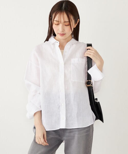 SHIPS Colors(シップス カラーズ)の「SHIPS Colors:〈洗濯機可能〉ユーロ リネン (EURO Linen) オーバー シャツ◇(シャツ/ブラウス・レディース・ライトブルー/オフホワイト/ライトグリーン/ピンク・ONE SIZE)」の3枚目の写真