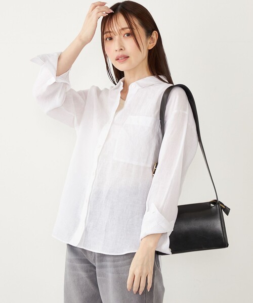 ブラウス シャツ SHIPS Colors:「洗濯機可能」ユーロ リネン (EURO Linen) オーバー シャツ レディース SHIPS｜SHIPS Colors:<洗濯機可能>ユーロ リネン (EURO Linen