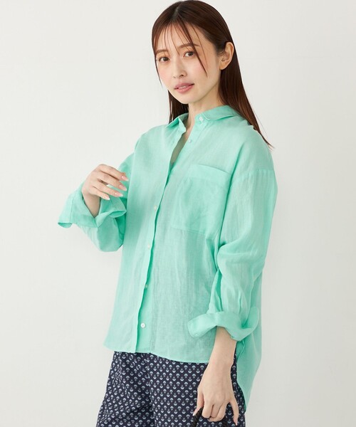 ブラウス シャツ SHIPS Colors:「洗濯機可能」ユーロリネン (EURO Linen) ボクシー シャツ レディース SHIPS Colors ブラウス シャツ Colors:「洗濯機可能」ユーロ