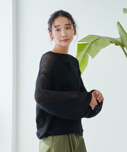 coen(コーエン)の「テープヤーンメッシュプルオーバー(ニット/セーター・レディース・イエロー/オフホワイト/ブラック・FREE)」の5枚目の写真