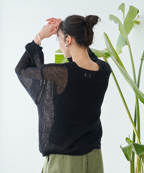 coen(コーエン)の「テープヤーンメッシュプルオーバー(ニット/セーター・レディース・イエロー/オフホワイト/ブラック・FREE)」の6枚目の写真