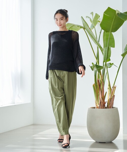 coen(コーエン)の「テープヤーンメッシュプルオーバー(ニット/セーター・レディース・イエロー/オフホワイト/ブラック・FREE)」の7枚目の写真