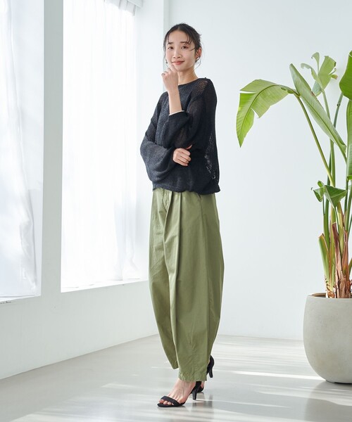 coen(コーエン)の「テープヤーンメッシュプルオーバー(ニット/セーター・レディース・イエロー/オフホワイト/ブラック・FREE)」の8枚目の写真