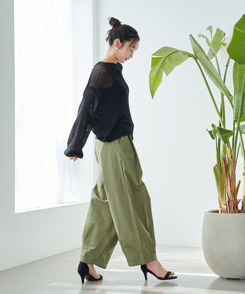 coen(コーエン)の「テープヤーンメッシュプルオーバー(ニット/セーター・レディース・イエロー/オフホワイト/ブラック・FREE)」の9枚目の写真