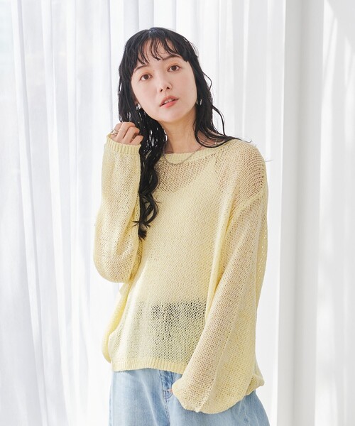 coen(コーエン)の「テープヤーンメッシュプルオーバー(ニット/セーター・レディース・イエロー/オフホワイト/ブラック・FREE)」の11枚目の写真