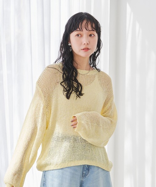 coen(コーエン)の「テープヤーンメッシュプルオーバー(ニット/セーター・レディース・イエロー/オフホワイト/ブラック・FREE)」の12枚目の写真