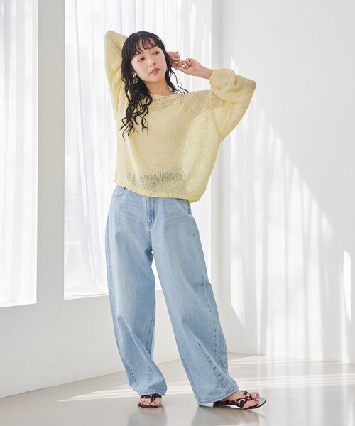 coen(コーエン)の「テープヤーンメッシュプルオーバー(ニット/セーター・レディース・イエロー/オフホワイト/ブラック・FREE)」の14枚目の写真