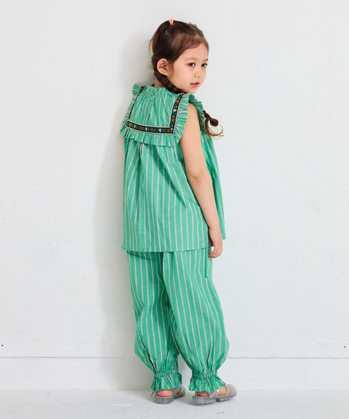 MARKEY'S（マーキーズ）の「先染めフリルトリミングチュニック【セットアップ可能】（セットアップ・キッズ・マルチ/グリーン・100/110/120/130/140/150）」の5枚目の写真