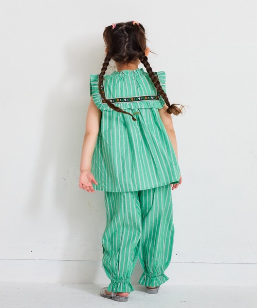 MARKEY'S（マーキーズ）の「先染めフリルトリミングチュニック【セットアップ可能】（セットアップ・キッズ・マルチ/グリーン・100/110/120/130/140/150）」の7枚目の写真