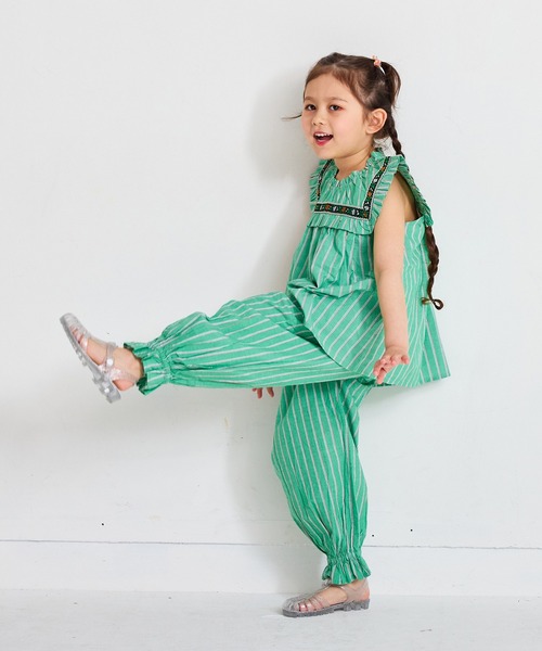 MARKEY'S（マーキーズ）の「先染めフリルトリミングチュニック【セットアップ可能】（セットアップ・キッズ・マルチ/グリーン・100/110/120/130/140/150）」の8枚目の写真