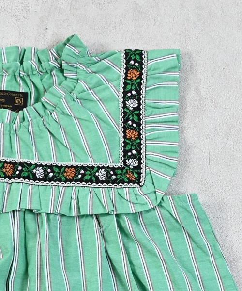 MARKEY'S（マーキーズ）の「先染めフリルトリミングチュニック【セットアップ可能】（セットアップ・キッズ・マルチ/グリーン・100/110/120/130/140/150）」の9枚目の写真