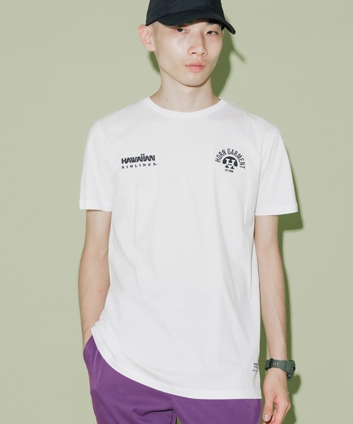HORN GARMENT（ホーンガーメント）の「HORN GARMENT/ホーンガーメント Hawaiian Airlines "'70's"Tee 半袖Tシャツ（Tシャツ/カットソー・メンズ・ホワイト・48/46）」の4枚目の写真