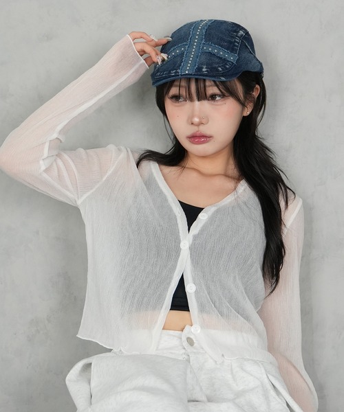 BARELY BLUE(ベアリーブルー)の「【 BARELY BLUE / ベアリーブルー 】 カップ付き クールタッチ クロップド キャミソール(キャミソール・レディース・ホワイト/アイボリー/ブラック/カーキ・FREE)」の13枚目の写真
