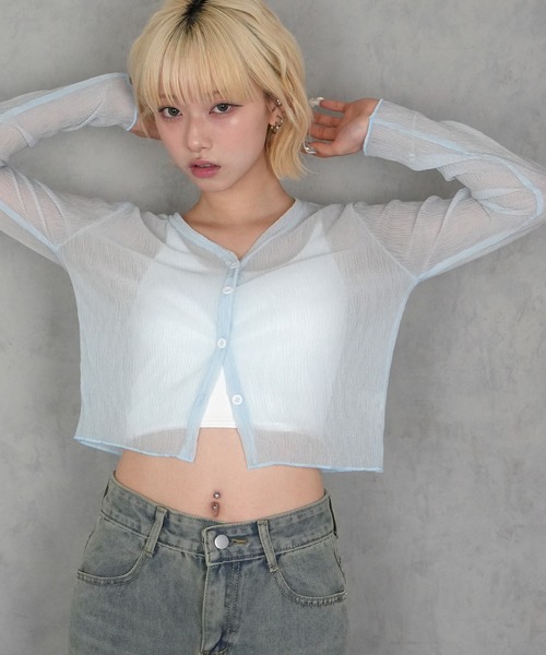 BARELY BLUE(ベアリーブルー)の「【 BARELY BLUE / ベアリーブルー 】 カップ付き クールタッチ クロップド キャミソール(キャミソール・レディース・ホワイト/アイボリー/ブラック/カーキ・FREE)」の7枚目の写真
