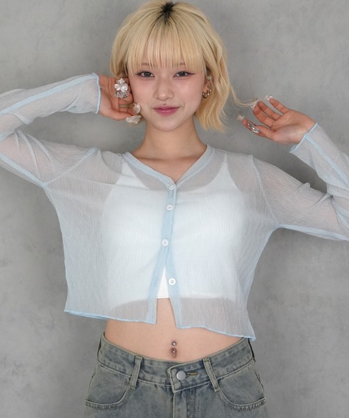BARELY BLUE(ベアリーブルー)の「【 BARELY BLUE / ベアリーブルー 】 カップ付き クールタッチ クロップド キャミソール(キャミソール・レディース・ホワイト/アイボリー/ブラック/カーキ・FREE)」の8枚目の写真
