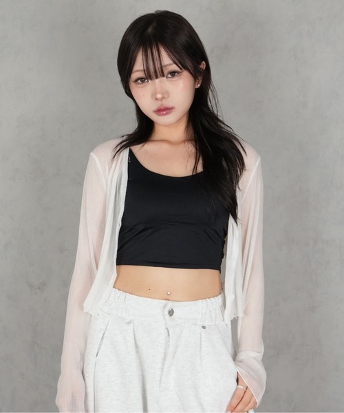BARELY BLUE(ベアリーブルー)の「【 BARELY BLUE / ベアリーブルー 】 カップ付き クールタッチ クロップド キャミソール(キャミソール・レディース・ホワイト/アイボリー/ブラック/カーキ・FREE)」の10枚目の写真