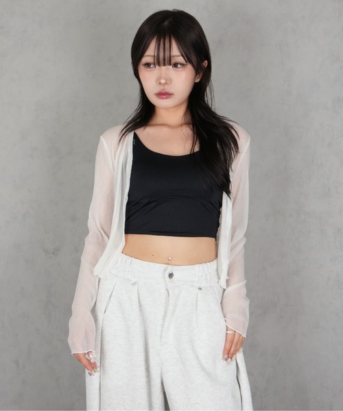 BARELY BLUE(ベアリーブルー)の「【 BARELY BLUE / ベアリーブルー 】 カップ付き クールタッチ クロップド キャミソール(キャミソール・レディース・ホワイト/アイボリー/ブラック/カーキ・FREE)」の11枚目の写真