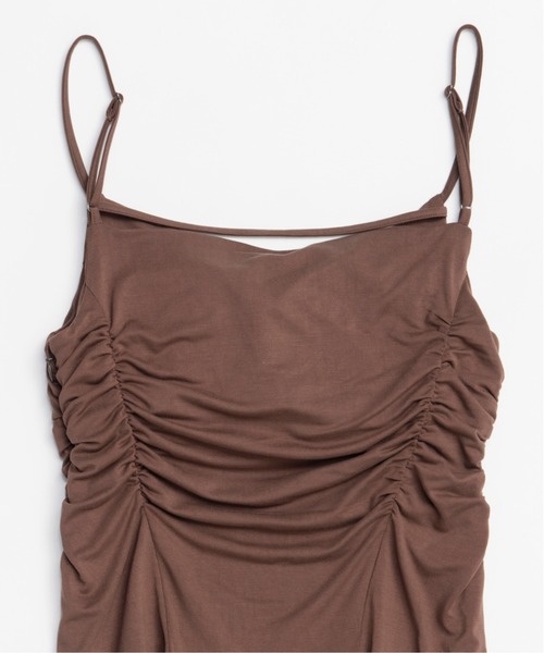 メゾンスペシャル　ワッフルシャーリングキャミソール Ruffle Shirring Camisole/ラッフルシャーリングキャミソール