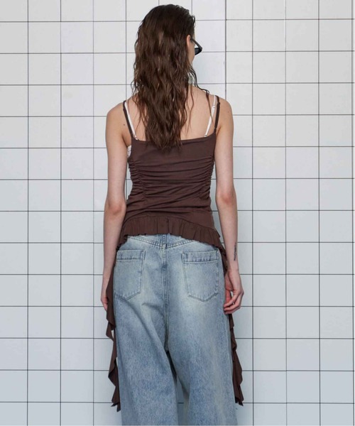 メゾンスペシャル　ワッフルシャーリングキャミソール Ruffle Shirring Camisole/ラッフルシャーリングキャミソール