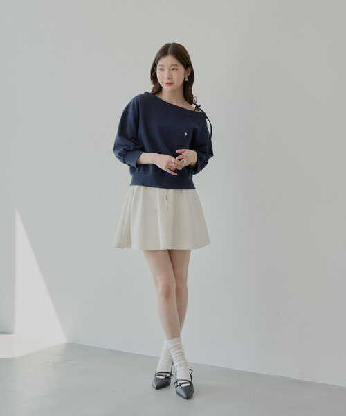 Chico（チコ）の「スウェットフレアミニスカート（スカート・レディース・ネイビー/ホワイト/ブルー・FREE）」の7枚目の写真